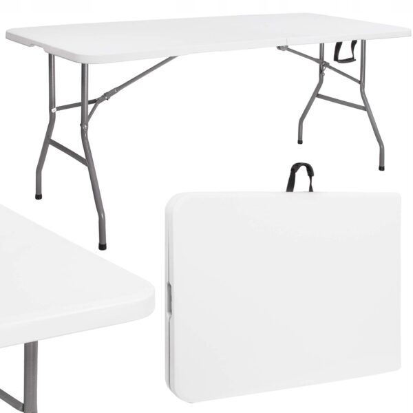 Többfunkciós összecsukható téglalap alakú asztal, 180x72x75cm, fehér - Image 2