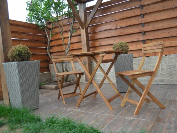 ART GARDEN Négyzet alakú összecsukható asztalkészlet, 2 összecsukható székkel, kertbe vagy erkélyre - Image 6