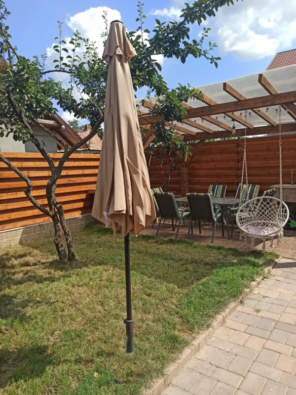 Umbrela terasa gradina, cu manivela si inclinare, diametru 300cm, Taupe - Image 7
