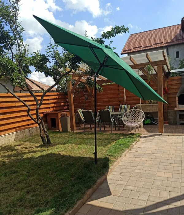 Umbrela terasa gradina, cu manivela si inclinare, GU24, diametru 300cm, Verde - Image 7