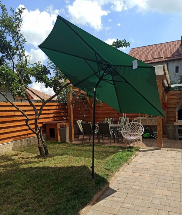 Umbrela terasa gradina, cu manivela si inclinare, GU24, diametru 300cm, Verde - Image 8