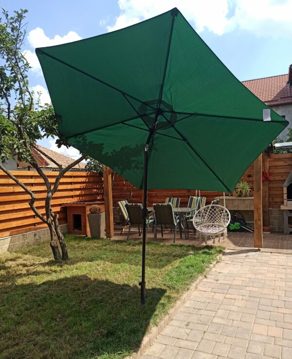 Umbrela terasa gradina, cu manivela si inclinare, GU24, diametru 300cm, Verde - Image 11