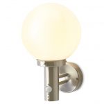 (DL) Lampa felinar exterior tip balon, cu senzor, soclu E27, 1x60 W, metal si sticla, argintie