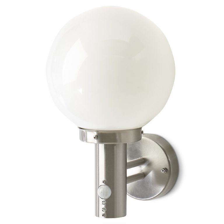 (DL) Lampa felinar exterior tip balon, cu senzor, soclu E27, 1x60 W, metal si sticla, argintie - Image 2