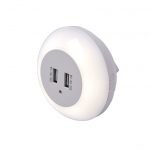 Lampa de veghe LED cu senzor lumina cu 2 prize USB
