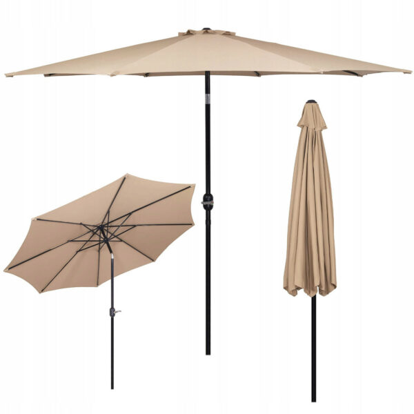 Umbrela terasa gradina, cu manivela si inclinare, diametru 300cm, Taupe - Image 14