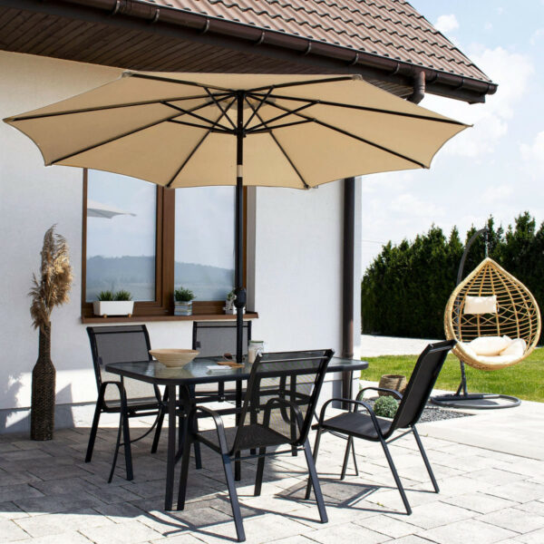 Umbrela terasa gradina, cu manivela si inclinare, diametru 300cm, Taupe - Image 4