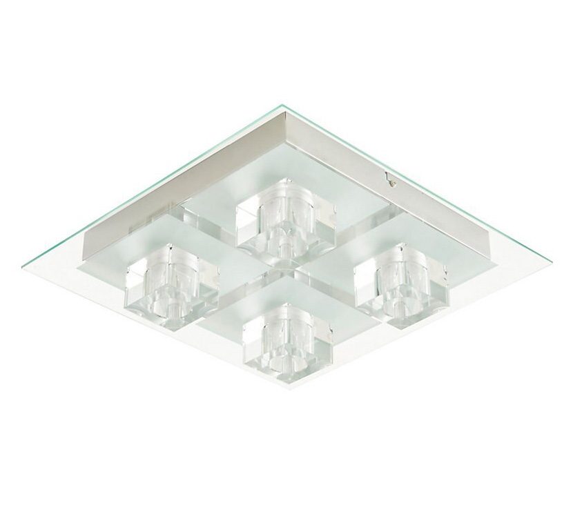 (DL) Plafoniera LED cromata, 72W, telecomanda, iluminare in 5 variante culoare