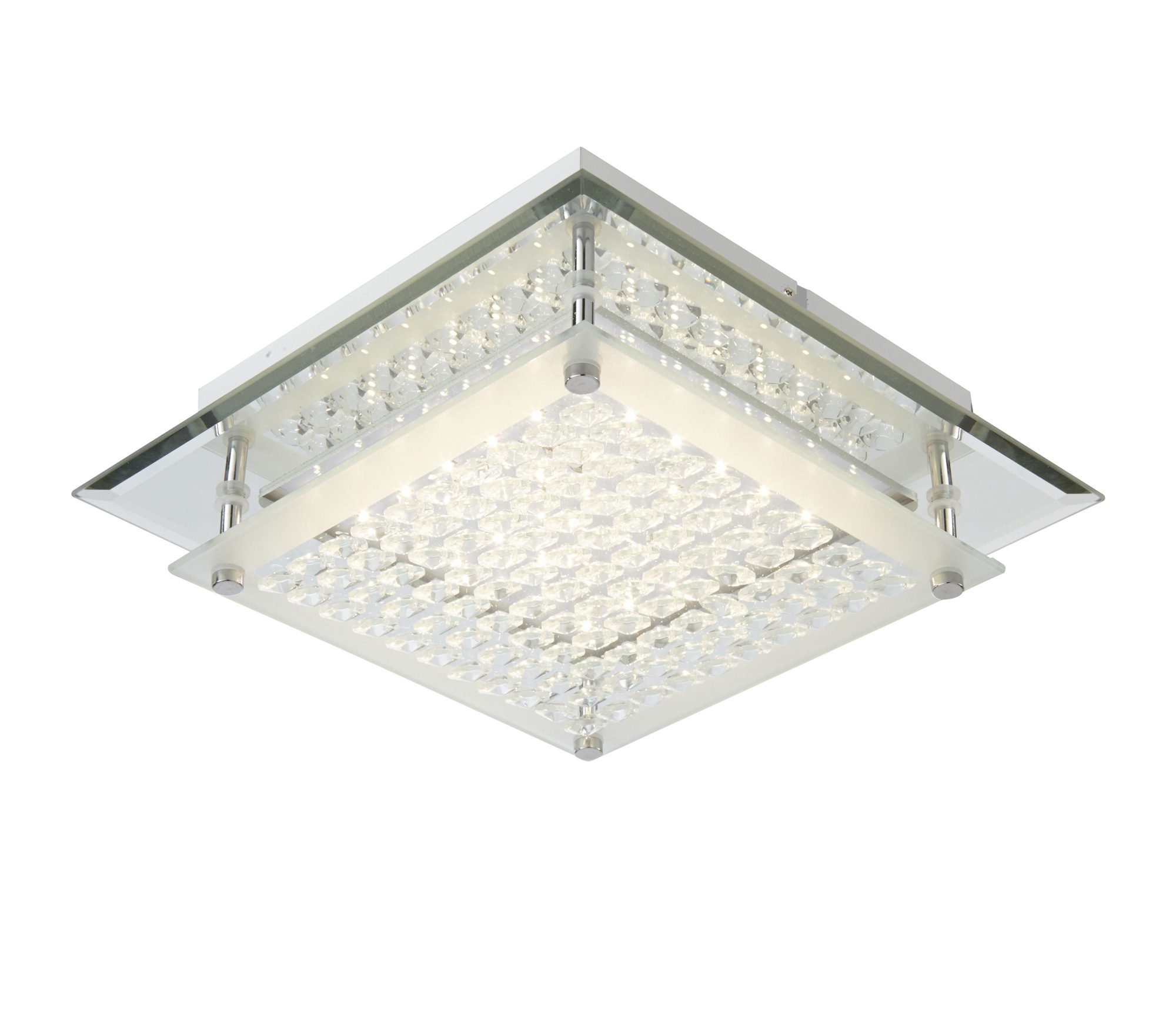 (DL) Plafoniera LED alba, 9.5 W, 1180 lm, metal si sticla Quadratto