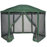 (DL) Pavilion de gradina cu plasa anti insecte si fermoar, hexagonal, 180cm, Verde