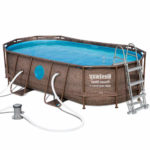 Piscina cadru metalic Bestway, 427x250x100 cm, 7.300 litri, model Rattan Swim VISTA 2 toate accesoriile incluse
