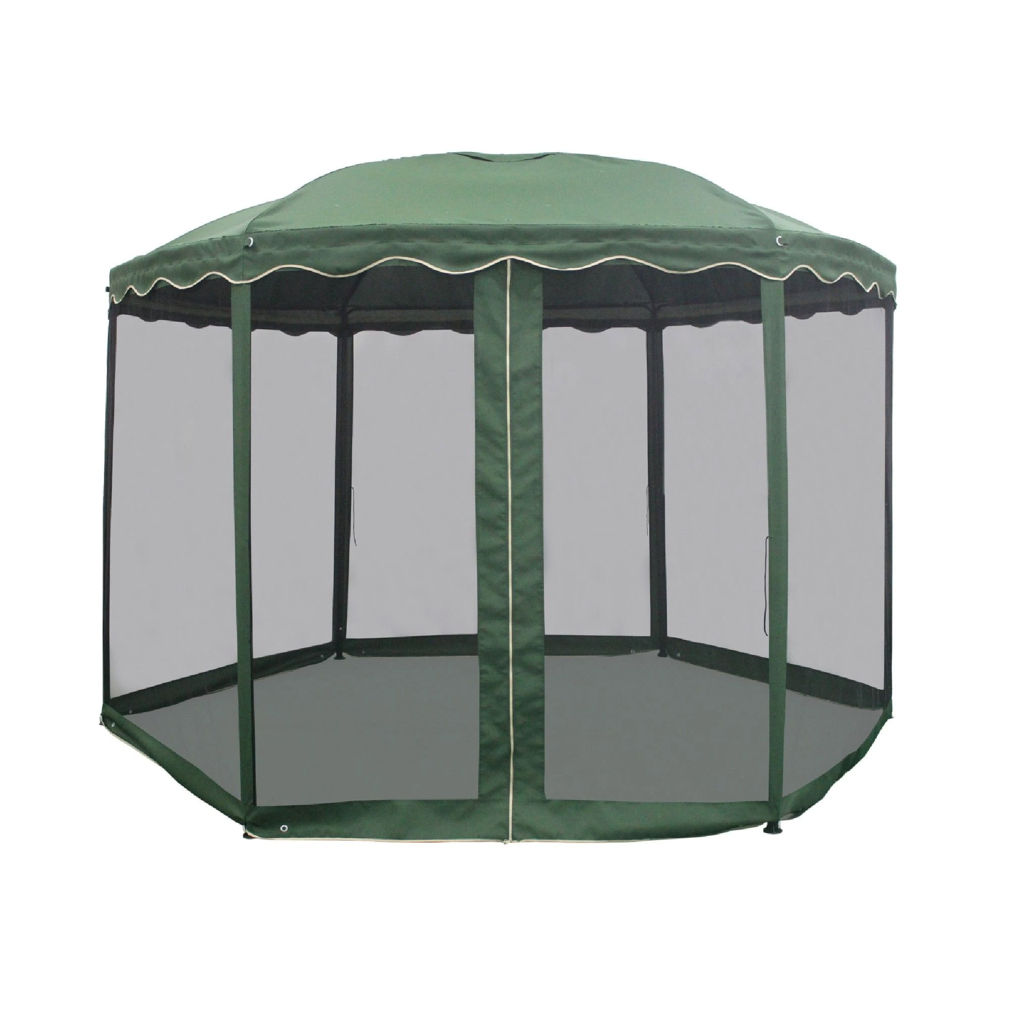 (DL) Pavilion de gradina cu plasa anti insecte si fermoar, hexagonal, 180cm, Verde - Image 6
