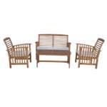 (DL) Set mobilier gradina/terasa Sersimo din lemn acacia, 2 fotolii, canapea si masuta