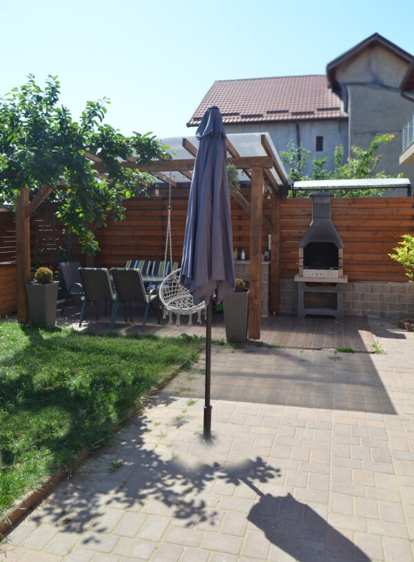 Umbrela terasa gradina, Sersimo Santorini, cu manivela si inclinare, rotunda 270cm, Gri - Image 2
