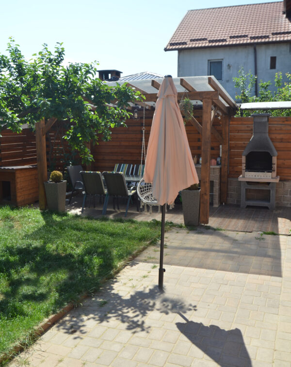 Umbrela terasa gradina, Sersimo Santorini, cu manivela si inclinare, rotunda 270cm, crem - Image 2
