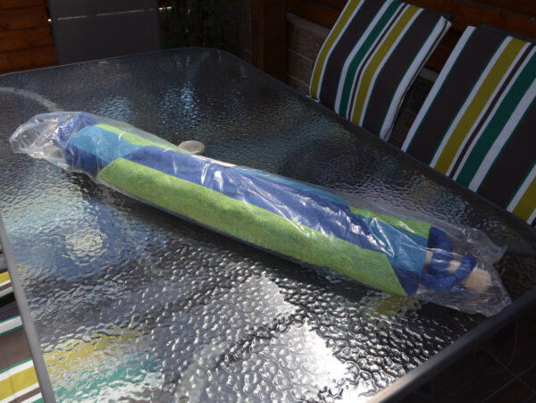 Hamac tip leagan suspendat pentru casa sau gradina, albastru-verde, 130x100cm, 150kg - Image 13