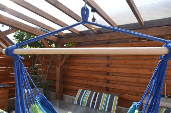 Hamac tip leagan suspendat pentru casa sau gradina, albastru-verde, 130x100cm, 150kg - Image 11