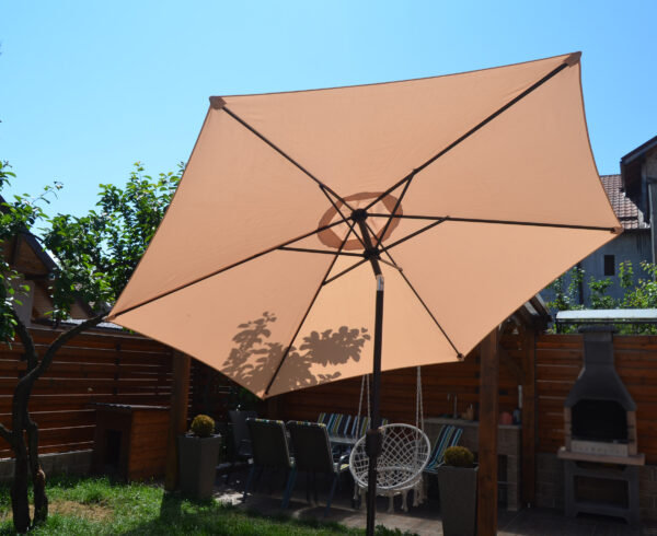Umbrela terasa gradina, Sersimo Santorini, cu manivela si inclinare, rotunda 270cm, crem - Image 9
