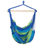 Hamac tip leagan suspendat pentru casa sau gradina, albastru-verde, 130x100cm, 150kg