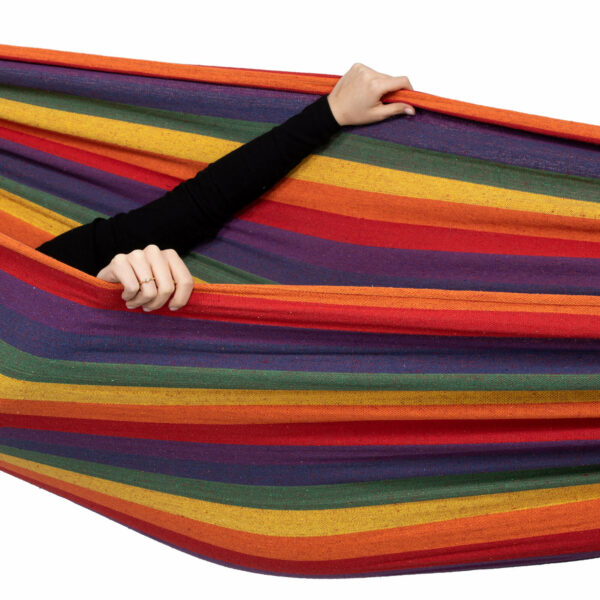 Hamac doua persoane, Sersimo, 100% Bumbac 200x150 cm, multicolor orange - Image 12