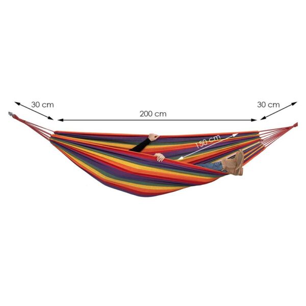 Hamac doua persoane, Sersimo, 100% Bumbac 200x150 cm, multicolor orange - Image 8