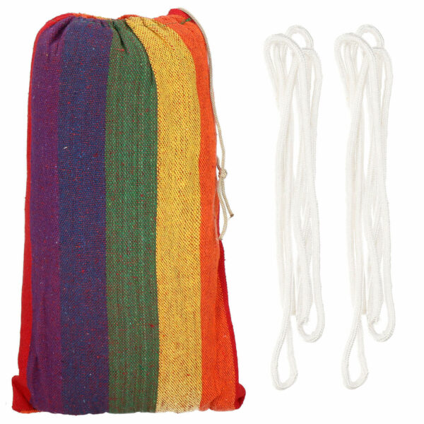 Hamac doua persoane, Sersimo, 100% Bumbac 200x150 cm, multicolor orange - Image 14