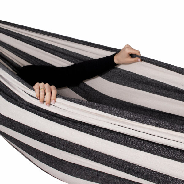 Hamac doua persoane, Sersimo, 100% Bumbac 200x150 cm, bej gri - Image 8