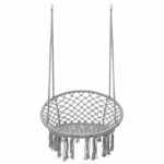 Függőfotel otthonra vagy kertbe, rojtokkal, 150kg, szürke