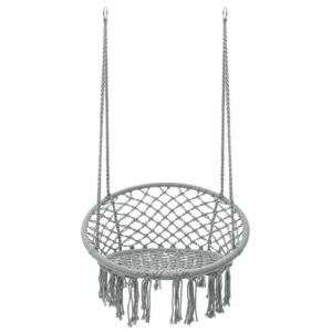 Függőfotel otthonra vagy kertbe, rojtokkal, 150kg, szürke