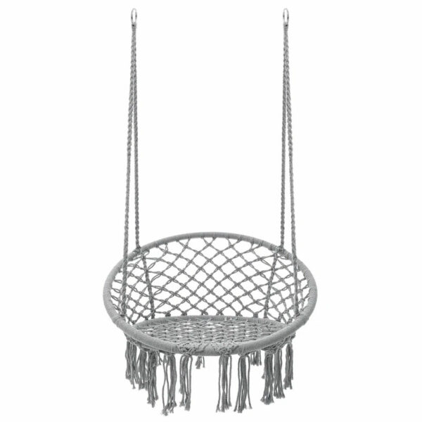 Függőfotel otthonra vagy kertbe, rojtokkal, 150kg, szürke