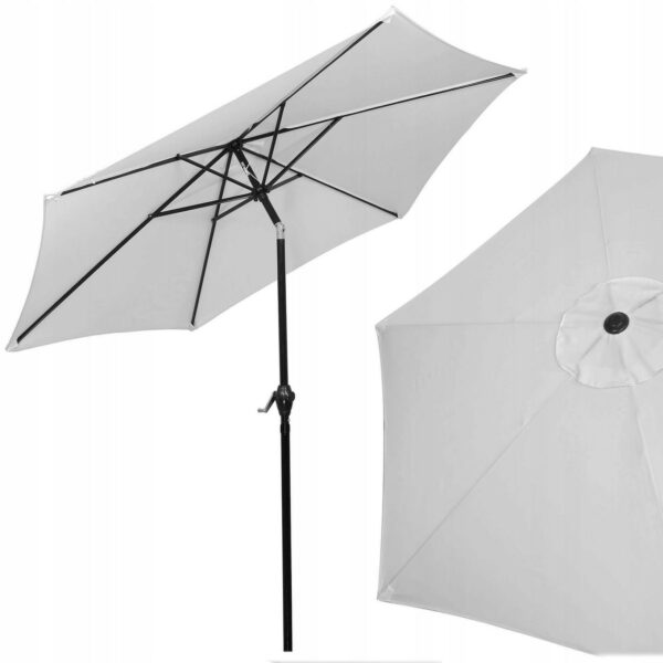 Umbrela terasa gradina, cu manivela si inclinare, GU12E, diametru 260cm, Gri - Image 2