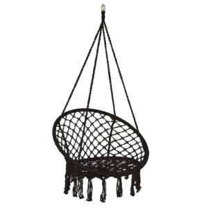 Függőfotel otthonra vagy kertbe, rojtokkal, 150kg, fekete
