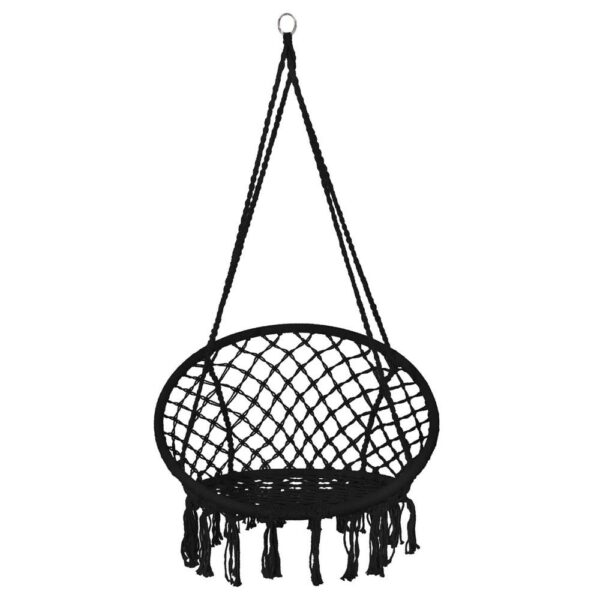 Függőfotel otthonra vagy kertbe, rojtokkal, 150kg, fekete - Image 16