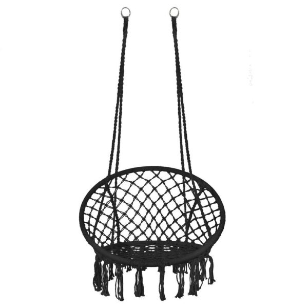 Függőfotel otthonra vagy kertbe, rojtokkal, 150kg, fekete - Image 17