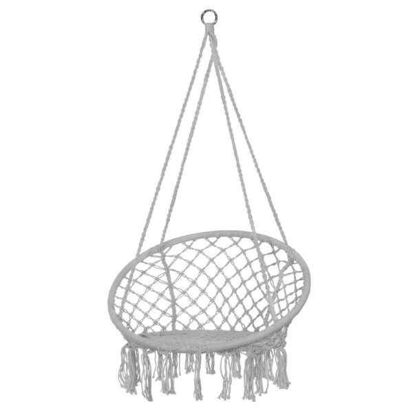 Függőfotel otthonra vagy kertbe, rojtokkal, 150kg, szürke - Image 2