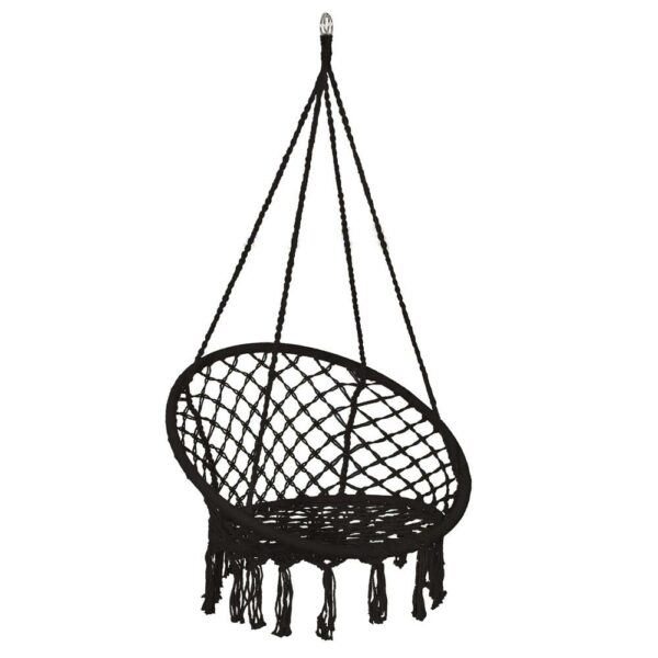 Függőfotel otthonra vagy kertbe, rojtokkal, 150kg, fekete - Image 18