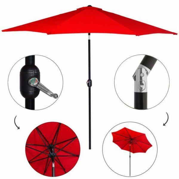Umbrela terasa gradina, cu manivela si inclinare, GU18E, diametru 300cm, Rosu - Image 14