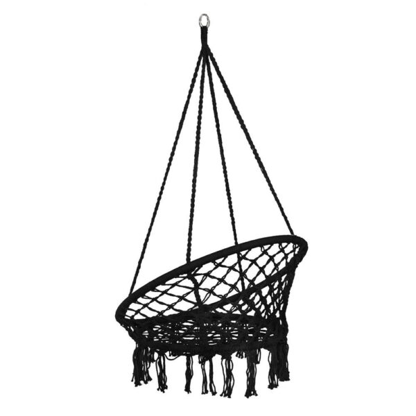 Függőfotel otthonra vagy kertbe, rojtokkal, 150kg, fekete - Image 8