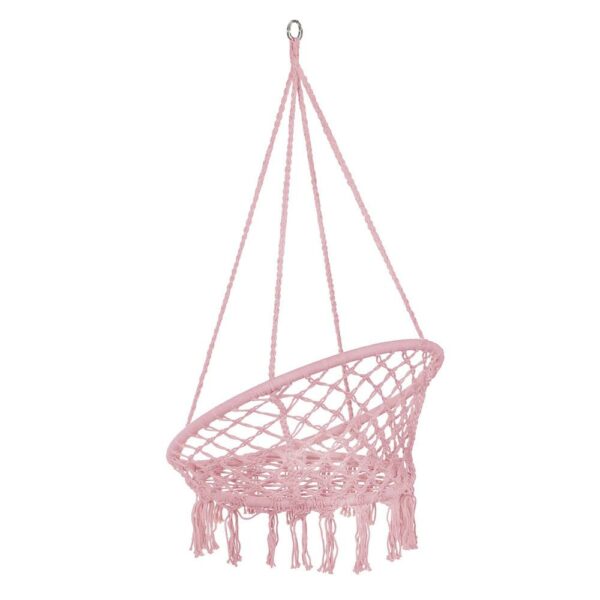 SPR42 Kerek függőfotel otthonra vagy kertbe, rojtokkal, 150kg, rózsaszín - Image 6