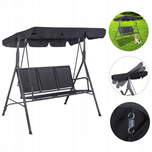 Leagan Balansoar Sersimo Fiona GS10, pentru gradina sau terasa, 3 locuri, culoare Grafit - Image 5