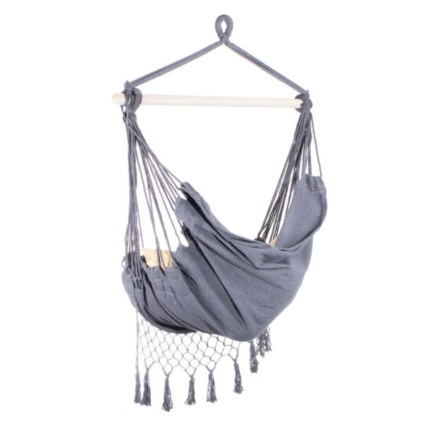 Hamac tip leagan suspendat pentru casa sau gradina HM12, gri inchis cu perne, 130x100cm, 150kg - Image 2