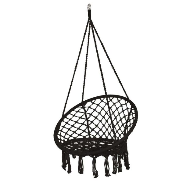 Függőfotel otthonra vagy kertbe, rojtokkal, 150kg, fekete - Image 9