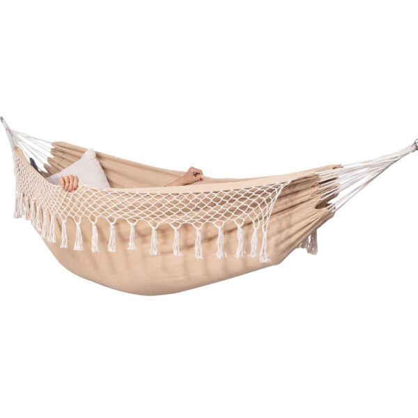 Kétszemélyes függőágy rojtokkal és 2 párnával, 200kg, 200×150 cm, krém - Image 3