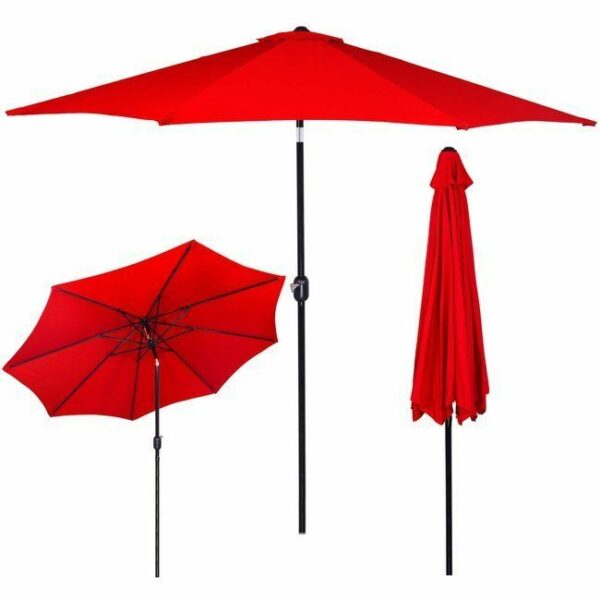 Umbrela terasa gradina, cu manivela si inclinare, GU18E, diametru 300cm, Rosu - Image 4