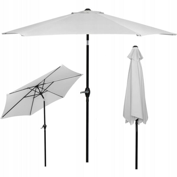Umbrela terasa gradina, cu manivela si inclinare, GU12E, diametru 260cm, Gri - Image 9