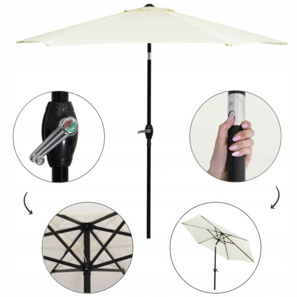 Umbrela terasa gradina, cu manivela si inclinare, GU13E, diametru 260cm, Crem - Image 7