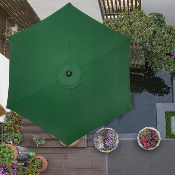 Kerti terasz esernyő, fogantyús és dönthető, átmérője 250 cm, zöld - Image 6