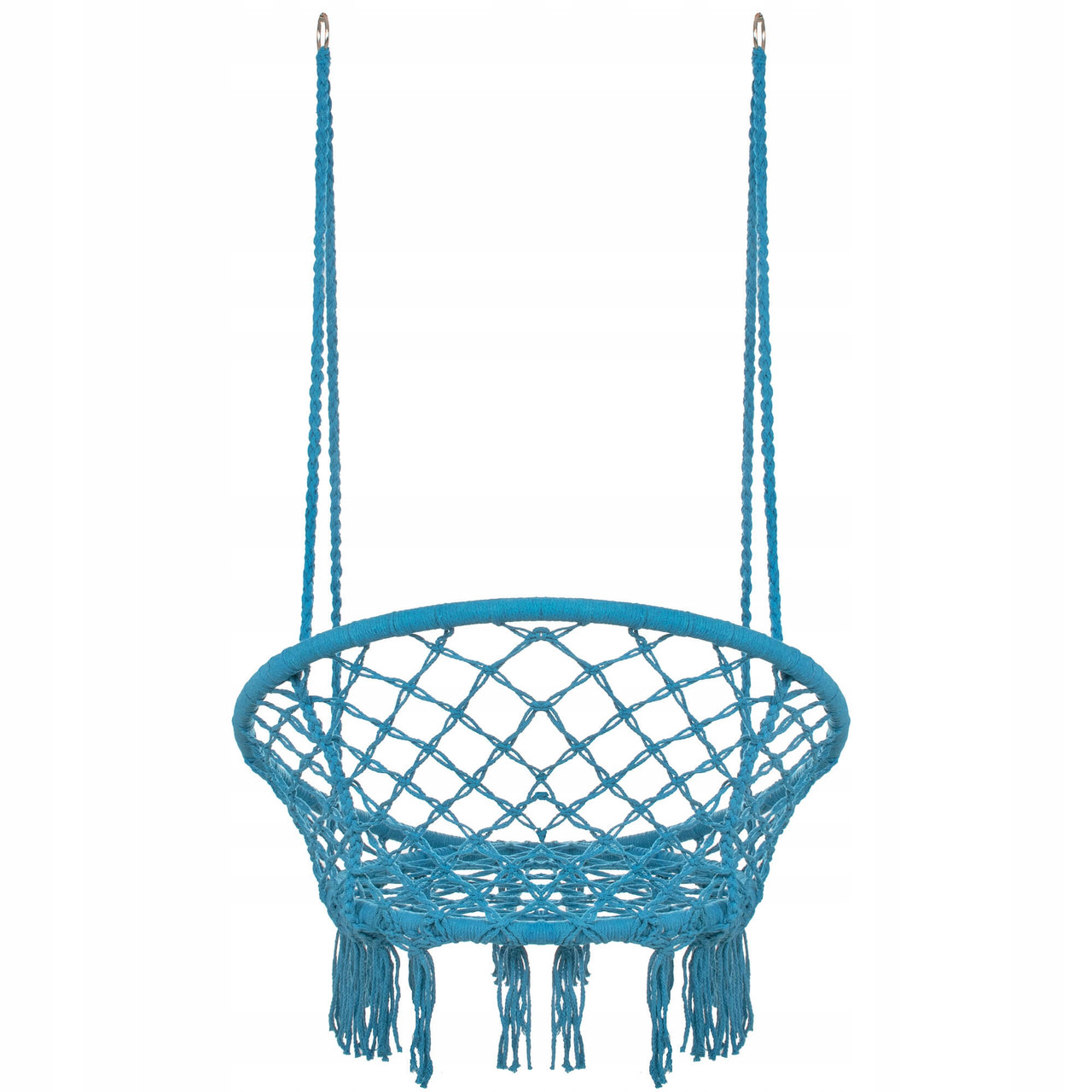 (DL) Scaun rotund tip leagan suspendat pentru casa sau gradina SPR25, cu franjuri, 150kg, albastru - Image 6