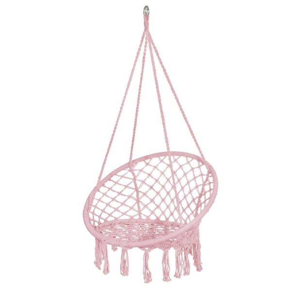 SPR42 Kerek függőfotel otthonra vagy kertbe, rojtokkal, 150kg, rózsaszín - Image 8