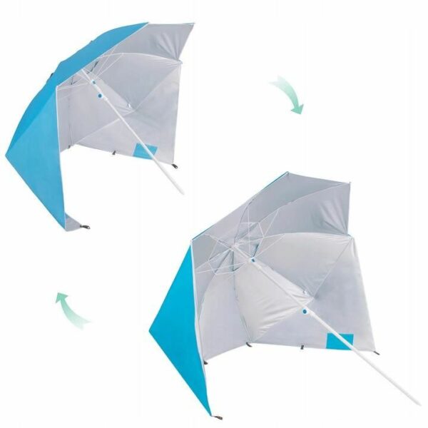 Umbrela tip cort de plaja XXL, cu 2 pereti laterali, BU14S, inaltime reglabila 140-220 cm, albastru - Image 4